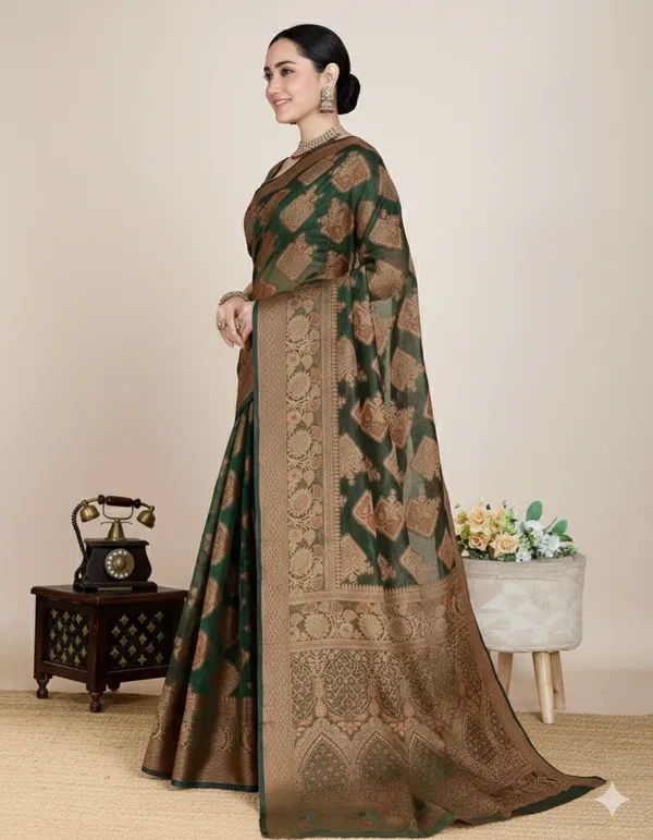 Green_bararsi_silk_Premium_Saree_For_Women