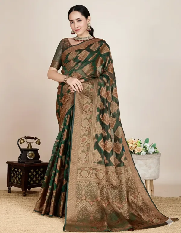Green_bararsi_silk_Premium_Saree_For_Women