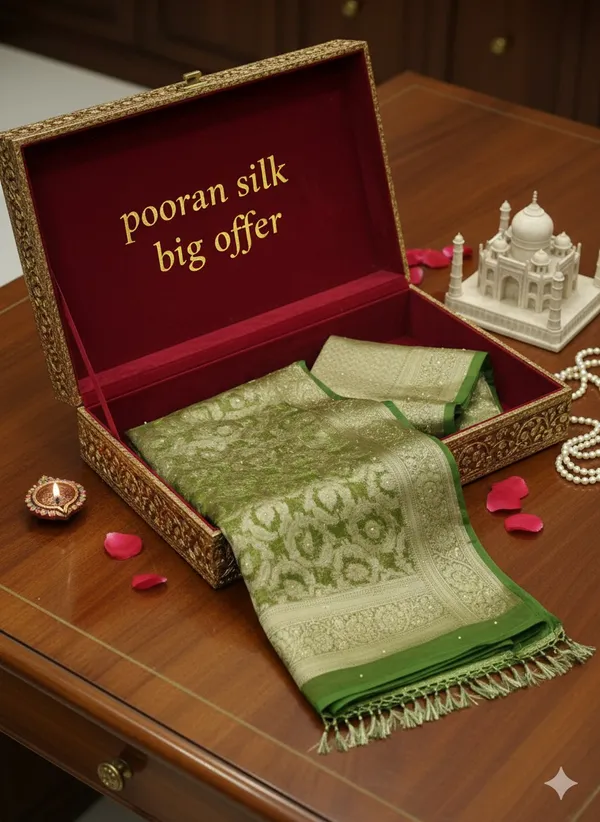 Green_banarsi_silk_Premium_Saree_For_Women