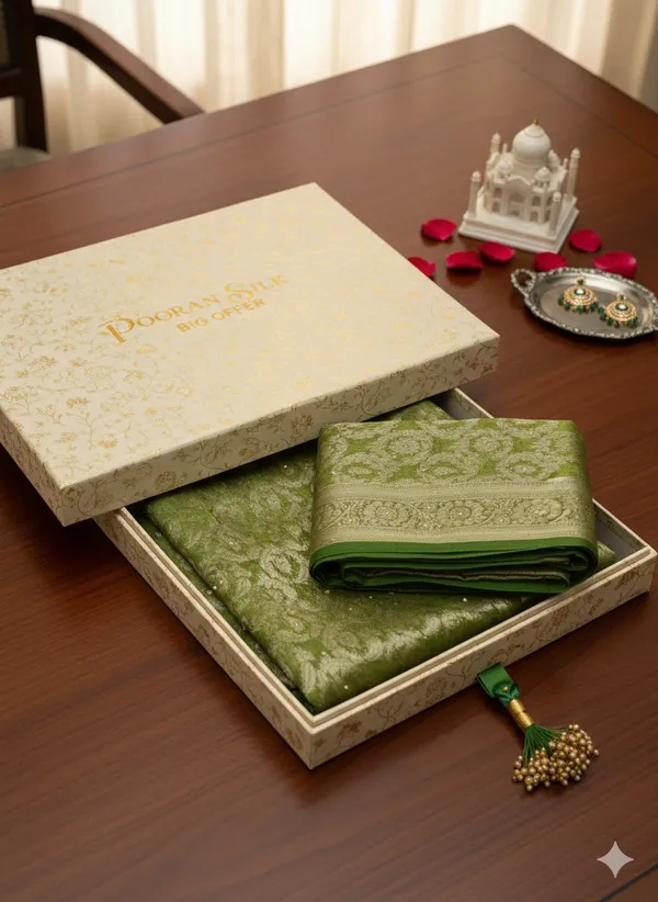 Green_banarsi_silk_Premium_Saree_For_Women