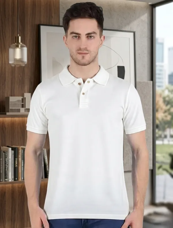 White_Men's_Collar_Half_T-Shirt