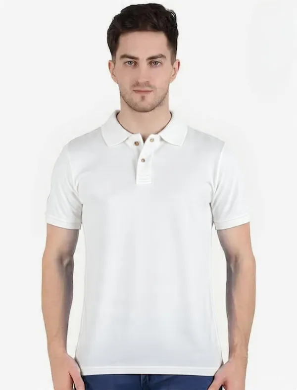 White_Men's_Collar_Half_T-Shirt