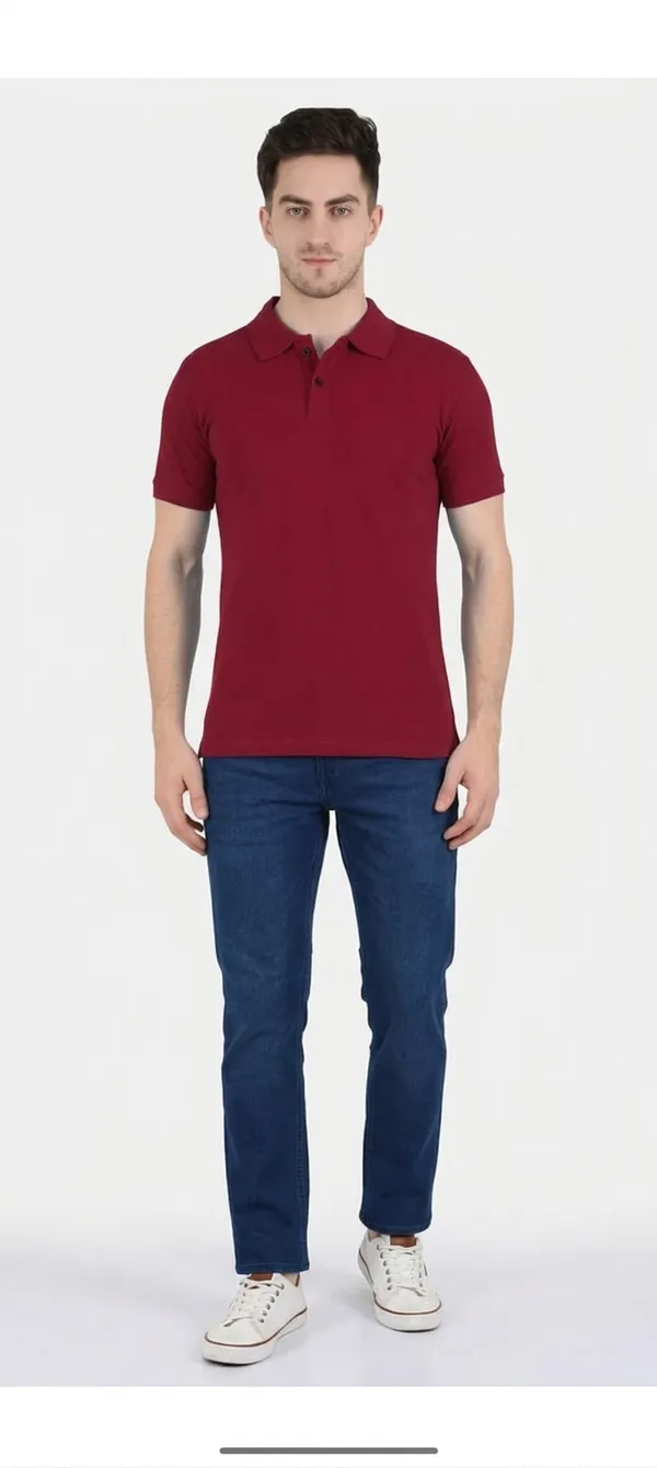 Red_Men's_Collar_Half_T-Shirt