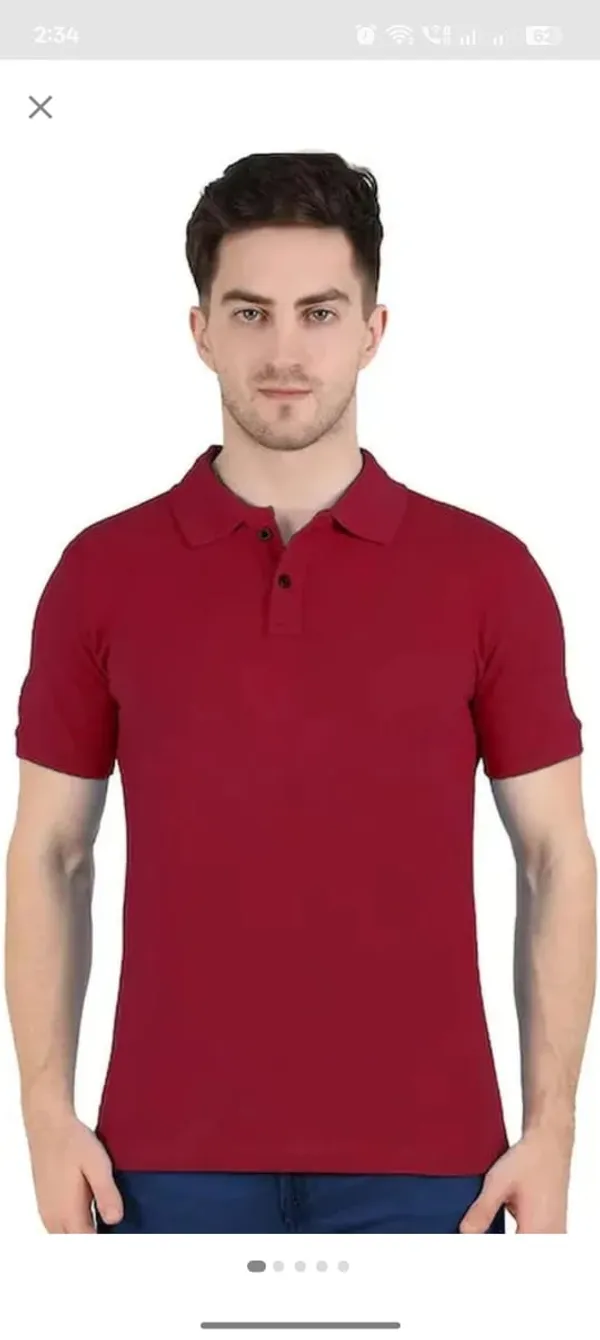 Red_Men's_Collar_Half_T-Shirt