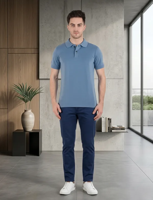 Sky_Men's_Collar_Half_T-Shirt