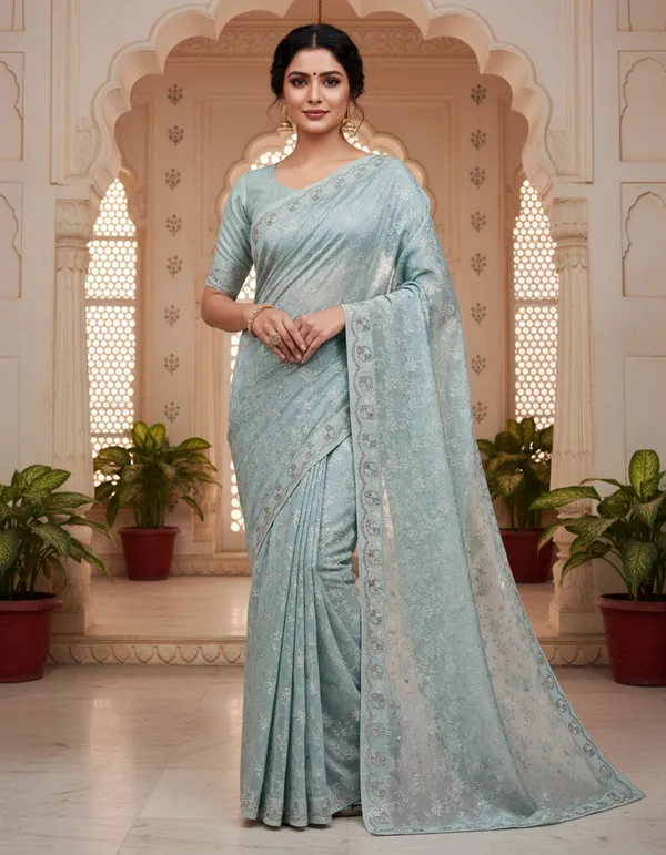 Maroon_Intricate_Embroidery_And_Sky_Blue_Chiffon_Premium_Fancy_Saree_For_Women_Pack_Of_2