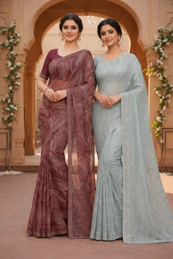 Maroon_Intricate_Embroidery_And_Sky_Blue_Chiffon_Premium_Fancy_Saree_For_Women_Pack_Of_2