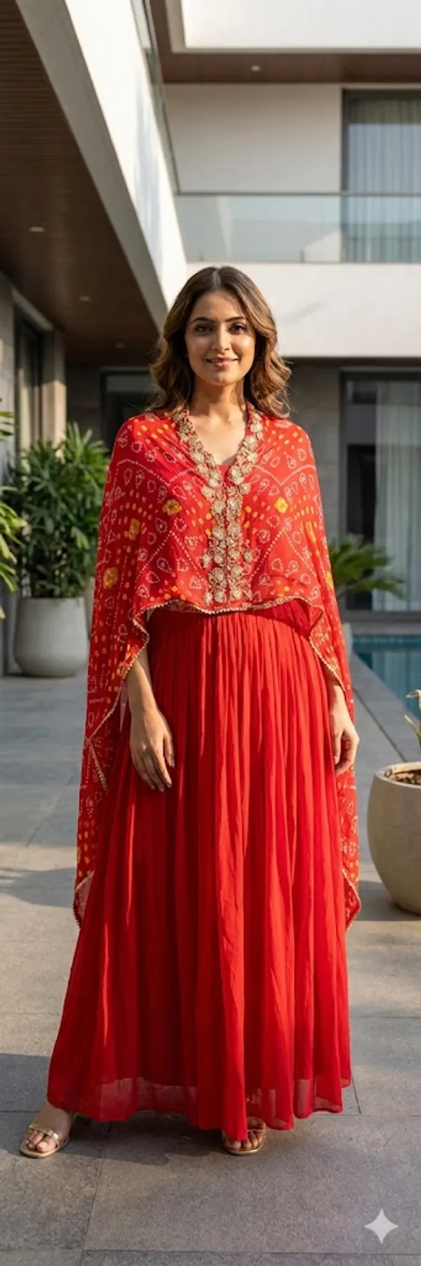 Red_Bandhej_Chinon_Kaftaan_For_Women