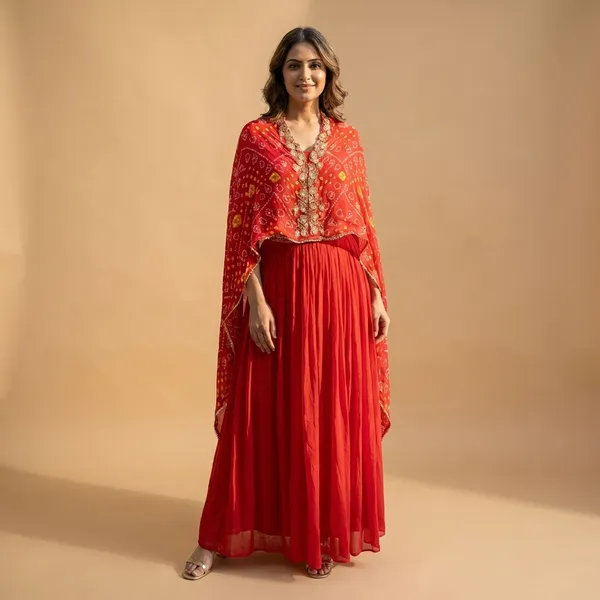 Red_Bandhej_Chinon_Kaftaan_For_Women