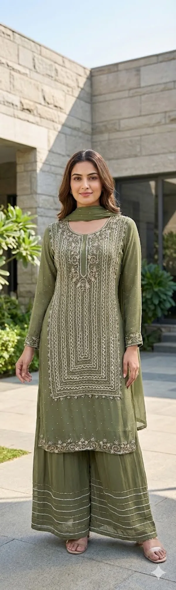 Green_Solid_Chinon_Sharara_For_Women