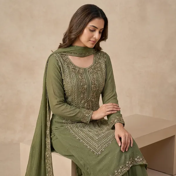 Green_Solid_Chinon_Sharara_For_Women