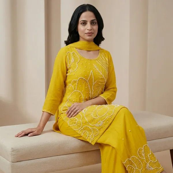 Yellow_Solid_Chinon_Sharara_For_Women