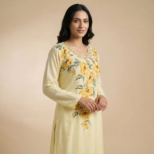 Cream_Hand_Print_Chinon_A_Line_Suit_Set_For_Women