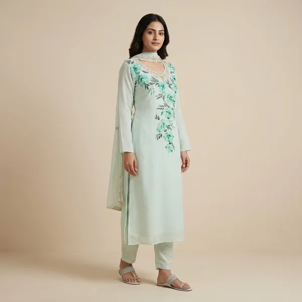 Sea_Green_Hand_Print_Chinon_A_Line_Suit_Set_For_Women