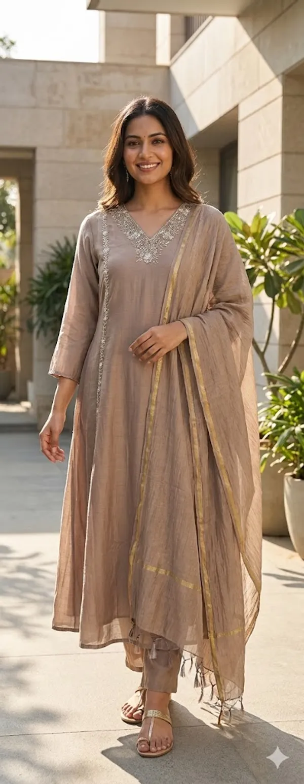Chiku_Solid_Roman_Silk_A_Line_Suit_Set_For_Women