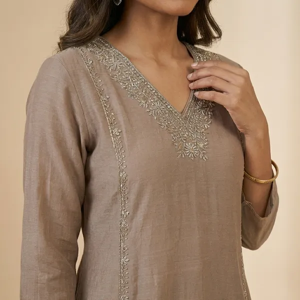 Chiku_Solid_Roman_Silk_A_Line_Suit_Set_For_Women