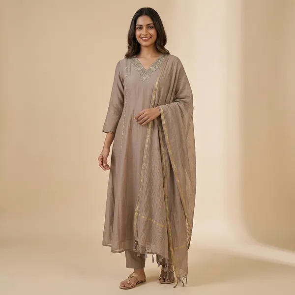 Chiku_Solid_Roman_Silk_A_Line_Suit_Set_For_Women