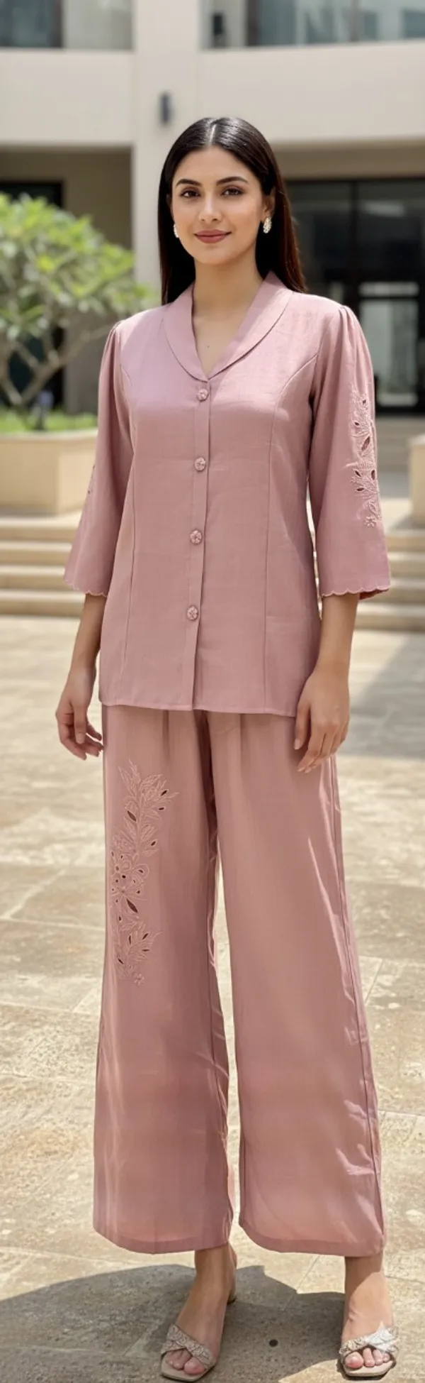 Light_Pink_Solid_Cotton_Silk_Code_Set_For_Women