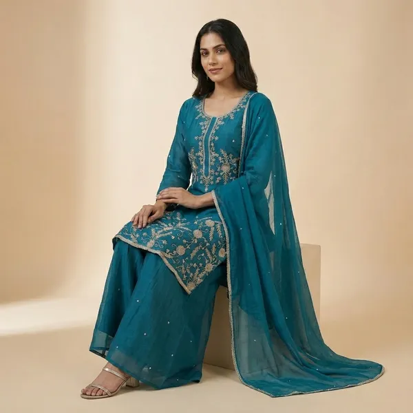 Blue_Solid_Chinon_Sharara_For_Women