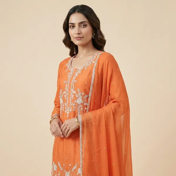 Orange_Solid_Chinon_Sharara_For_Women