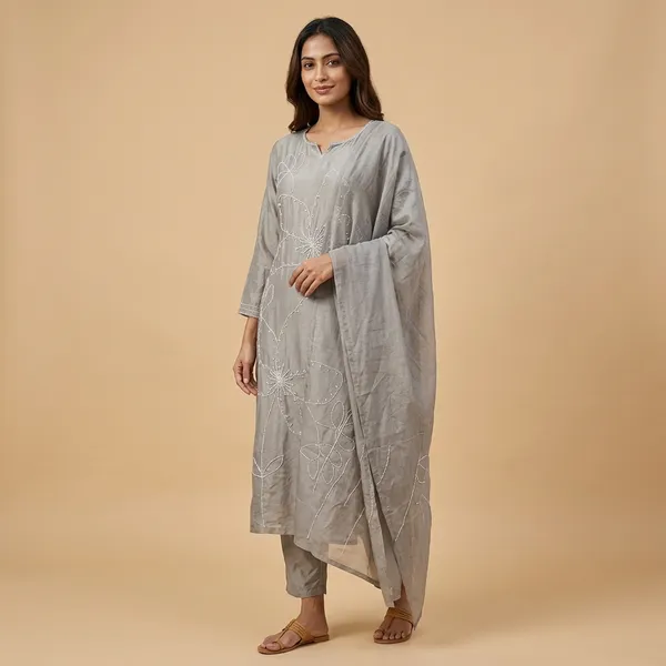 Grey_Solid_Dola_3_Pc_Set_For_Women