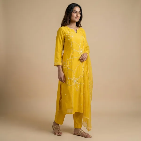 Yellow_Solid_Dola_3_Pc_Set_For_Women