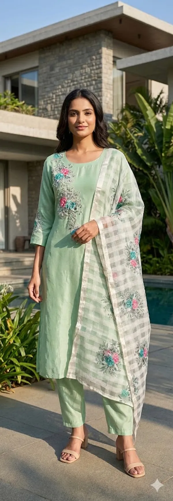 Light_Green_Solid_Roman_Silk_3_Pc_Set_For_Women