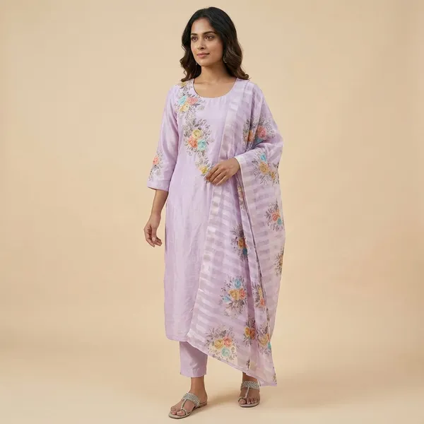 Lavender_Solid_Roman_Silk_3_Pc_Set_For_Women