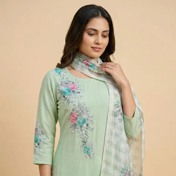 Sea_Green_Solid_Roman_Silk_3_Pc_Set_For_Women