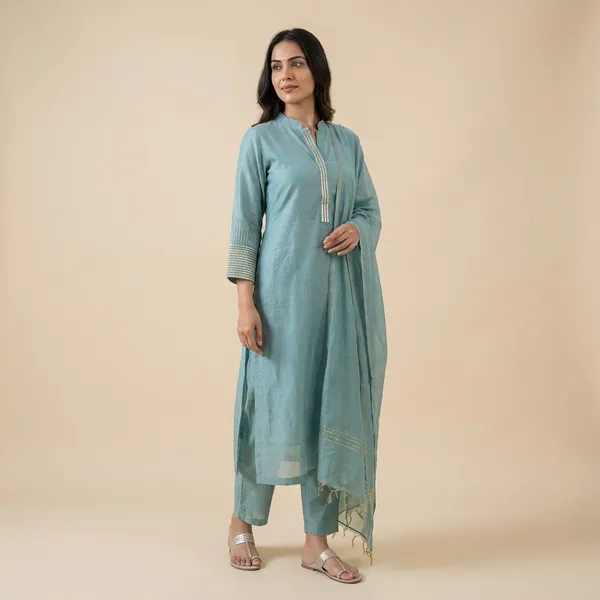 Blue_Solid_Mul_Chanderi_3_Pc_Set_For_Women