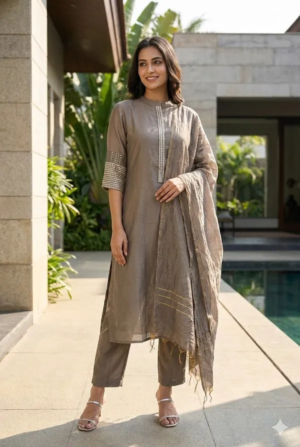 Brown_Solid_Mul_Chanderi_3_Pc_Set_For_Women