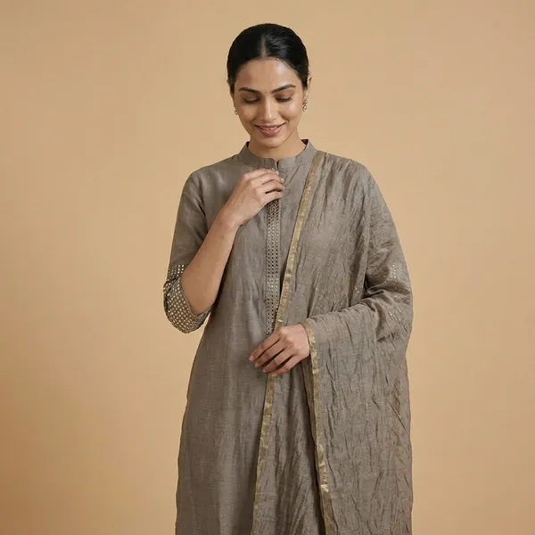 Brown_Solid_Mul_Chanderi_3_Pc_Set_For_Women