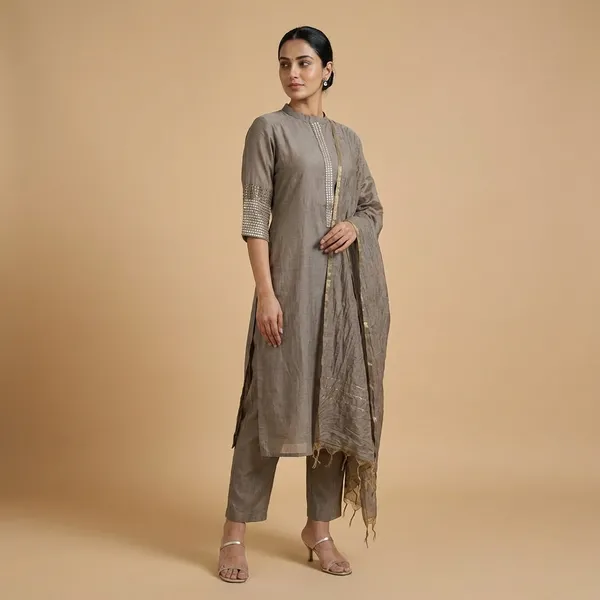 Brown_Solid_Mul_Chanderi_3_Pc_Set_For_Women
