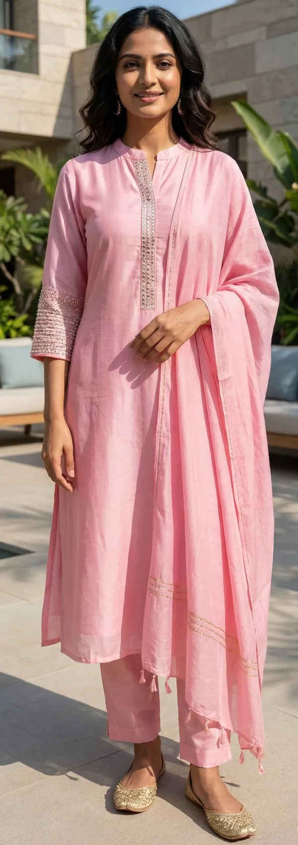 Pink_Solid_Mul_Chanderi_3_Pc_Set_For_Women
