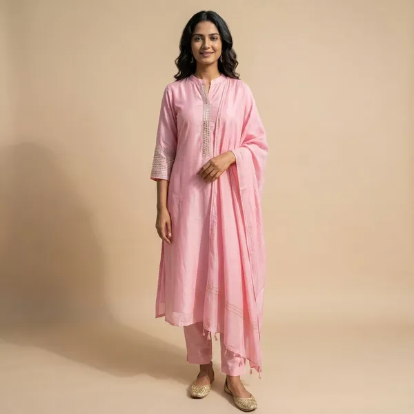 Pink_Solid_Mul_Chanderi_3_Pc_Set_For_Women