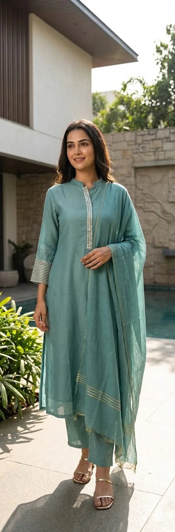 Sky_Blue_Solid_Mul_Chanderi_3_Pc_Set_For_Women
