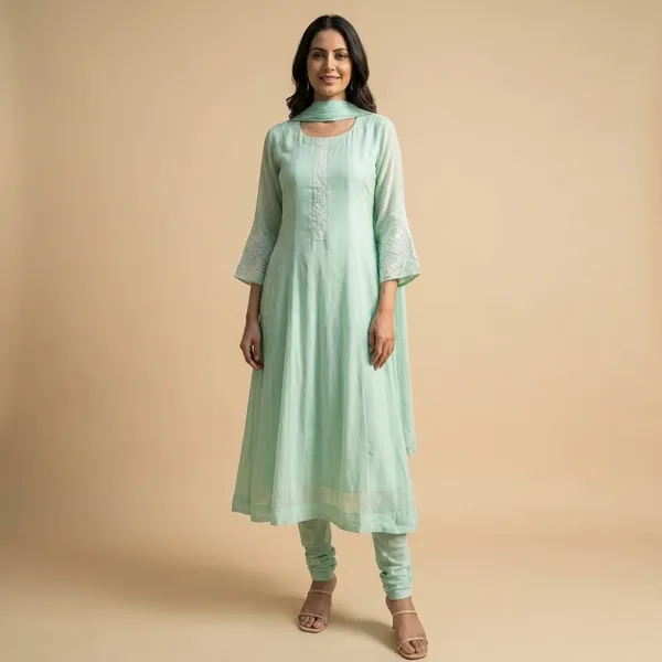 Sea_Green_Solid_Tissue_Anarkali_For_Women