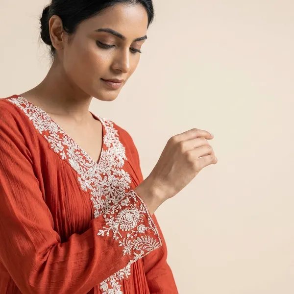 Rust_Solid_Chinon_Anarkali_For_Women