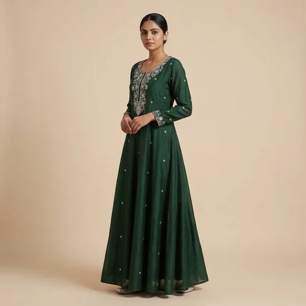 Green_Solid_Chinon_Anarkali_For_Women