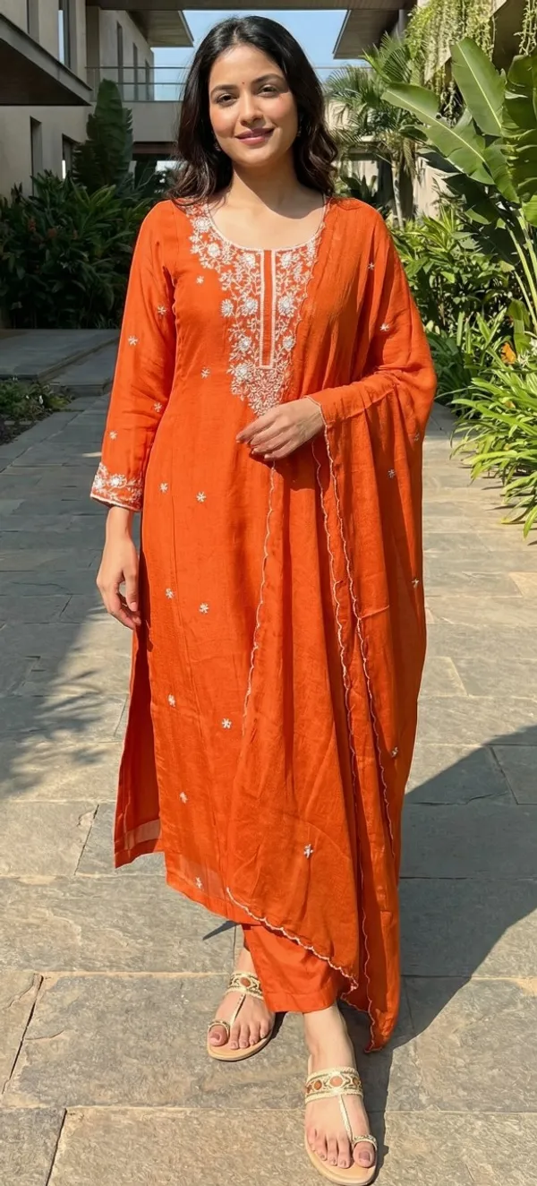 Orange_Solid_Chinon_Anarkali_For_Women