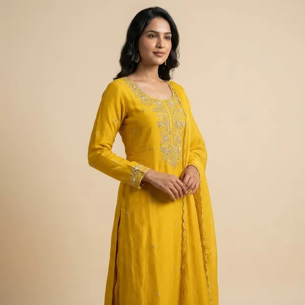 Yellow_Solid_Chinon_Anarkali_For_Women