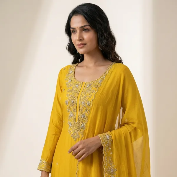 Yellow_Solid_Chinon_Anarkali_For_Women