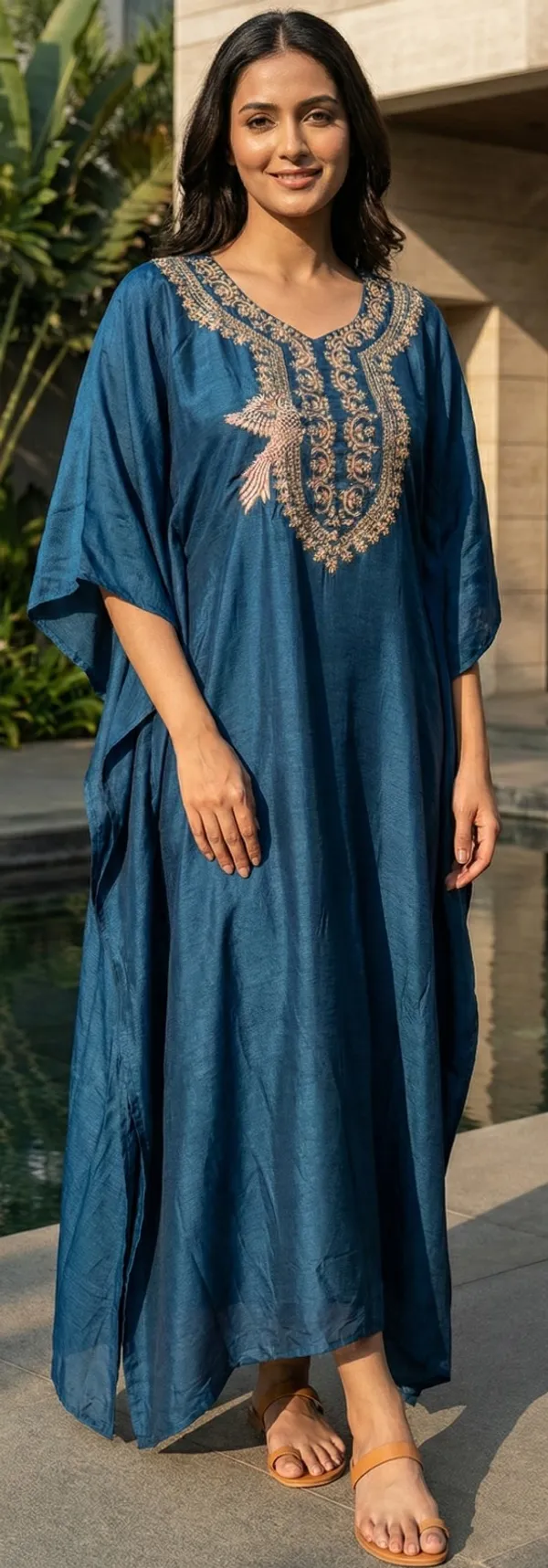 Blue_Solid_Dola_Kaftaan_For_Women