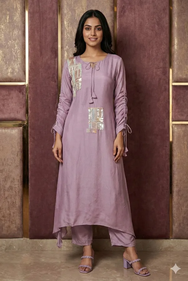 Lavender_Solid_Chinon_Code_Set_For_Women