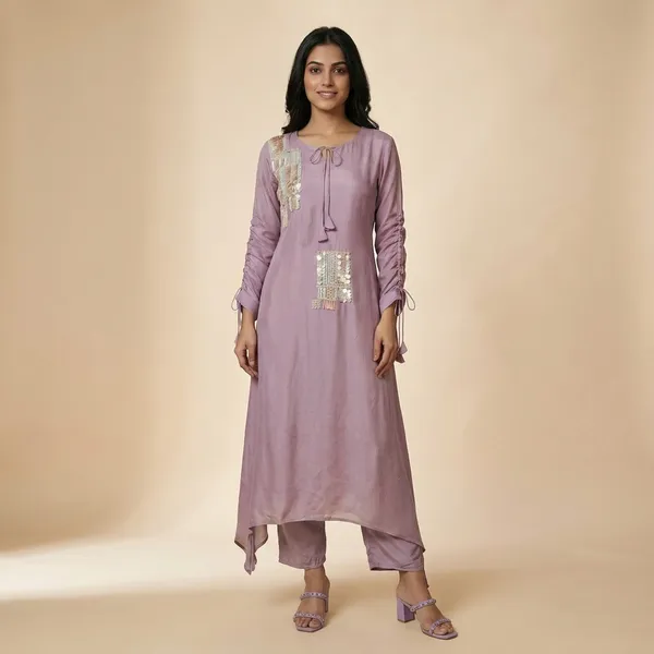 Lavender_Solid_Chinon_Code_Set_For_Women
