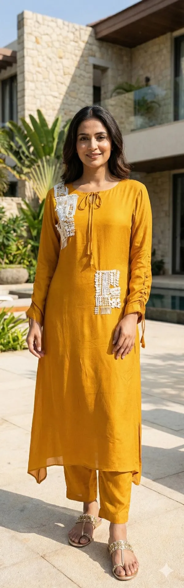 Mustard_Solid_Chinon_Code_Set_For_Women