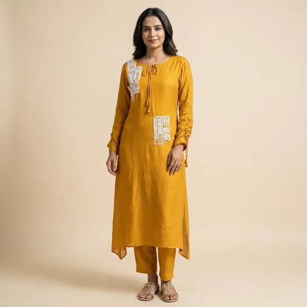 Mustard_Solid_Chinon_Code_Set_For_Women