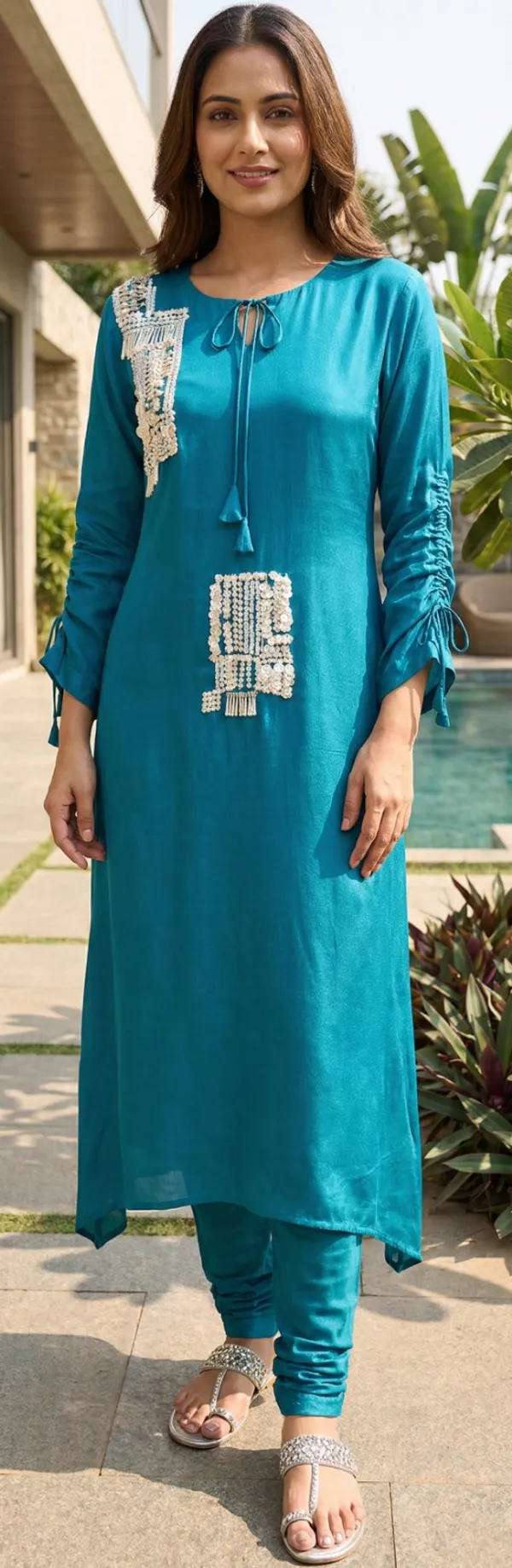 N_Blue_Solid_Chinon_Code_Set_For_Women