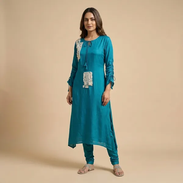N_Blue_Solid_Chinon_Code_Set_For_Women