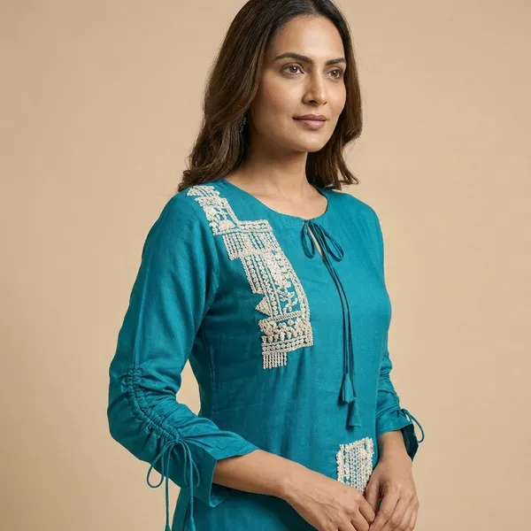 N_Blue_Solid_Chinon_Code_Set_For_Women